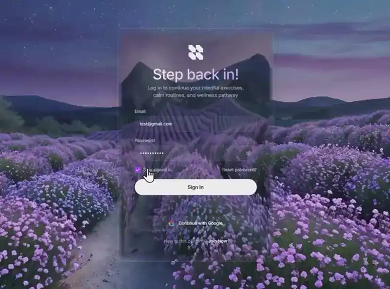 液态玻璃登录表单提示词的网页设计预览